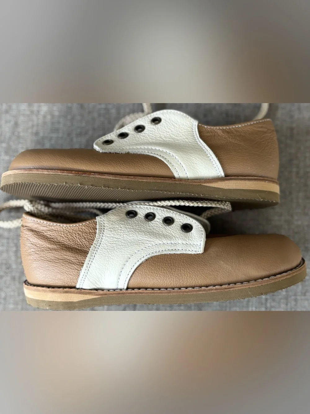 Amilio Kids Artie Tan Leather Lace-Up Saddle Shoes size 11